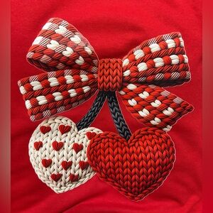NEW XL Valentine Red and White Heart Bow Graphic Top